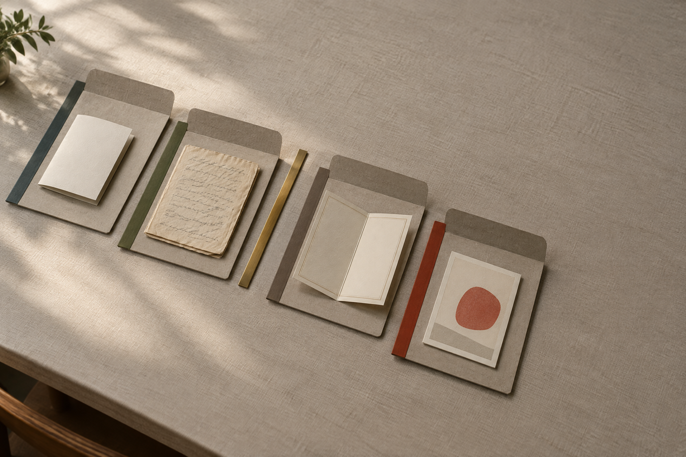 Distinct archival folders arranged as separate operating lanes